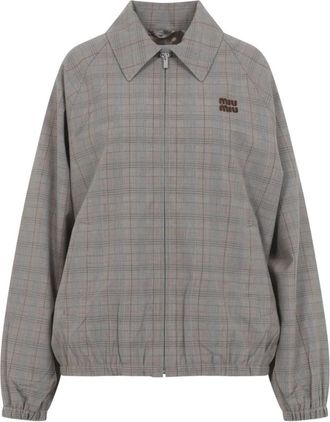 Miu Miu Checked Blouson - Dames - Zomerjassen - Grijs - S - Jassen