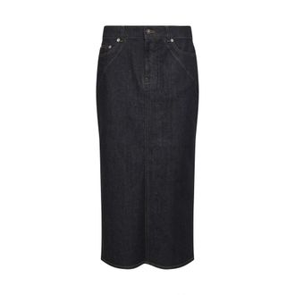 Givenchy Denim Skirts, female, Blue, Size: S Midi Kickback Skirt