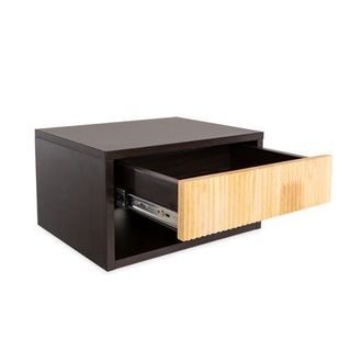 Jonathan Y Designs Elise Classic Contemporary Floating Wall Mounted Nightstand with Soft-Close Tambour Drawer and Cable Hole in Black/light Oak at Nordstrom