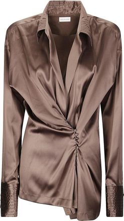 Dries Van Noten Brown Silk Shirt