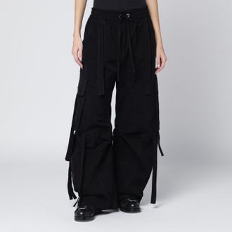 Dolce & Gabbana Pantaloni cargo neri in faille cerata