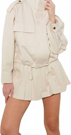 Flying Tomato Womens Canvas Cotton Zip Up Jacket In Oatmeal