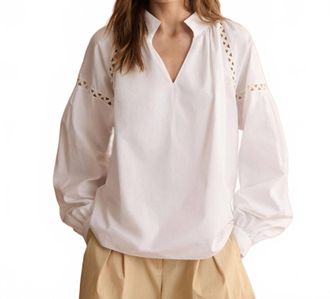 Lafayette 148 New York Soutache Trim Blouse In White
