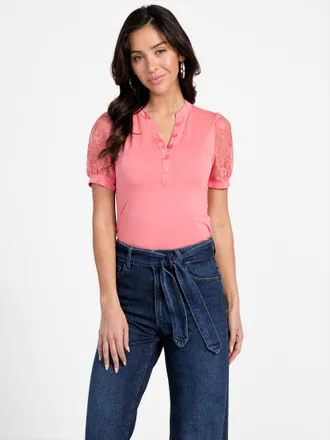 Guess Stacy Lace Sleeve Top