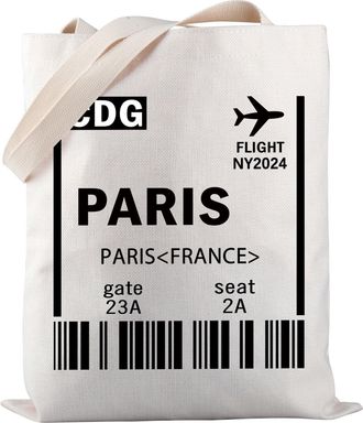 Generic Paris Travel Tote Bag Paris Boarding Card Travel France Travel Tote Bag France Airport Tote Bag France Gift World Traveler Gift (PARIS-tb)