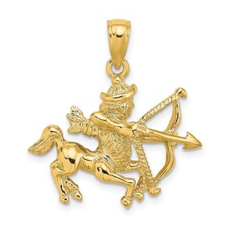 Diamond2Deal 14k Yellow Gold Large Sagittarius Zodiac Charm Pendant