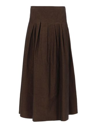 Pantaloni Torino Mirna Cotton Linen Pleated Midi Skirt
