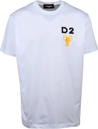 Dsquared2 T-shirt - Heren - T-shirts - Wit - 2XL - Katoen - Tops