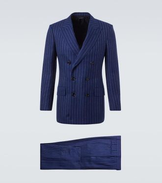 Tom Ford Chalk stripe wool, linen, and silk suit