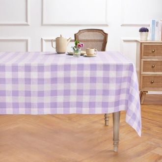 Solino Home Linen Tablecloth for Dining Table, Holiday and Everyday Dining Table Decor - Buffalo Check in Misty Lavender at Nordstrom, Size X-Small