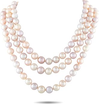 Mikimoto 18K Yellow Gold 0.25ct Diamond and Pink Pearl Necklace MK12-081926