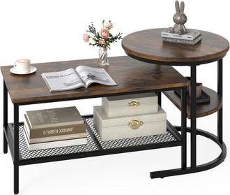 Costway 2-in-1 Detachable Table Set Nesting Coffee Table Set of 2-Coffee