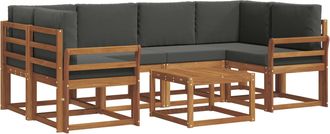 vidaXL Conjunto De Sof&aacute;s De Exterior 7 Uds. Natural Y Antracita Vidaxl