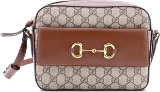 Gucci Horsebit 1955 Flap Pocket Camera Bag GG Coated Canvas and Leather Small crossbody bag - Bruin