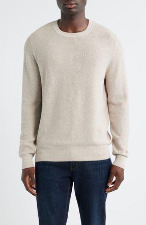 Nordstrom Texture Cotton & Cashmere Sweater in Beige- Ivory Heather at Nordstrom, Size Small
