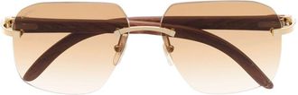 Cartier tinted square-frame sunglasses - unisex - Metal (Other)/Wood - 58 - Gold
