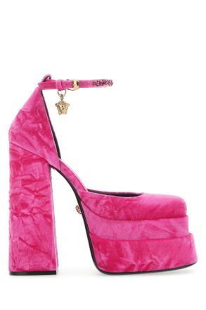 Versace Womens Fuchsia Velvet Medusa Aevitas Pumps - Dusty Pink - Size 37.5 EU/IT