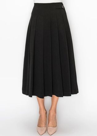 YAL New York Black Pleated Midi Skirt