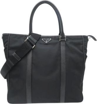 Prada Pre-owned Tote Bags, male, Black, Size: ONE SIZE Pre-owned Vintage Briefcase