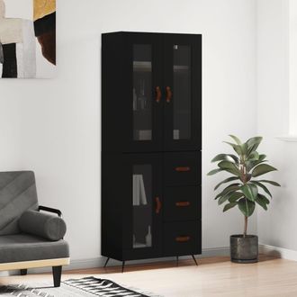 vidaXL Vidaxl - Aparador Alto Madera Contrachapada Negro 69,5x34x180 Cm
