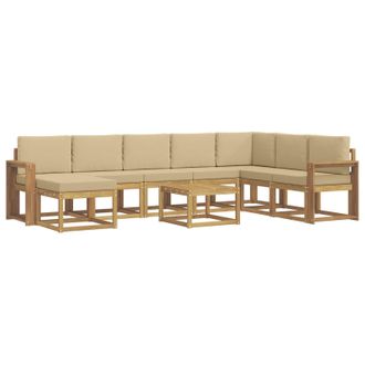 vidaXL Conjunto De Sof&aacute;s De Exterior Con Coj&iacute;n 9 Pcs Y Beige Vidaxl