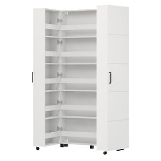 Dmora Zapatero Bled, Mueble Para Zapatos 15 Estantes, 2 Puertas, Mayor Capacidad, Ruedas, 92x33x185h Cm Blanco Mate