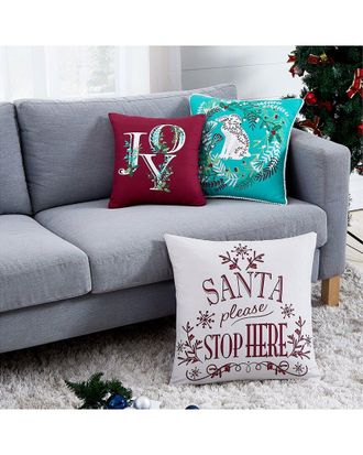 Southshore Fine Linens Set Of 3 Christmas Woodland Holiday Collection Throw Pillows