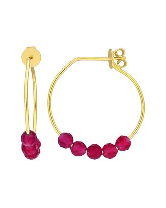 Rina Limor Silver 0.45 Ct. Tw. Lab-Grown Created Ruby Hoop Earrings