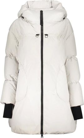 Herno Down Coats, female, White, Size: M Elegant Long Jacket with Hood