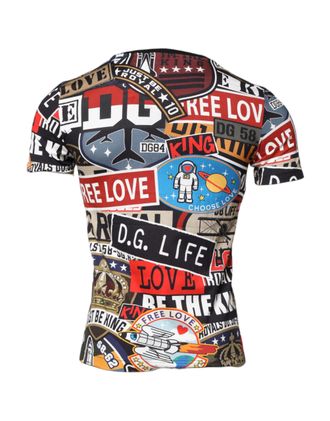 Dolce & Gabbana Mens Collage Patchwork Graphic Tee - Black Cotton - Size EU 44 (Mens)