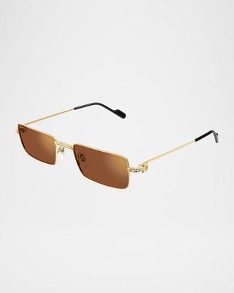Cartier Mens Metal Rectangle Sunglasses