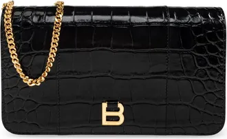 Balenciaga Phone Accessories, female, Black, Size: ONE SIZE Leather Phone Case on a Strap