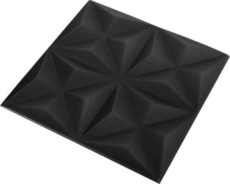vidaXL Paneles De Pared 24 Uds. 50 X 50 Cm Origami Negro Espuma Xps Vidaxl