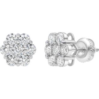 LuvMyJewelry Meadow 1.75 Ct TW Lab Grown Diamond Cluster Studs 14K White Gold Earrings at Nordstrom