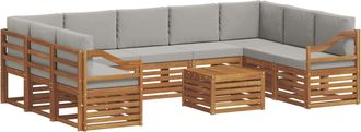 vidaXL Conjunto De Sof&aacute;s De Exterior 10 Uds. Natural Y Gris Claro Vidaxl