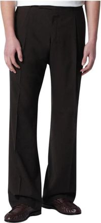 PT01 Broek met wijde pijpen en plooien - Heren - Wijde Broeken - Bruin - M - Broeken
