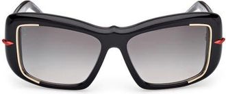 Christian Louboutin 56mm Square Sunglasses in Black Gold /Zeiss Smoke Lens at Nordstrom