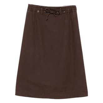 Golden Goose Falda midi evas&eacute; con cord&oacute;n ajustable - Skirts - Mujer - Marr&oacute;n - XS