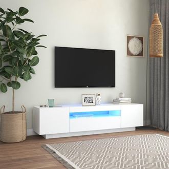 Berkfield Home TV Cabinet with LED Lights White 160x35x40 cm | Size: 160 x 35 x 40 cm