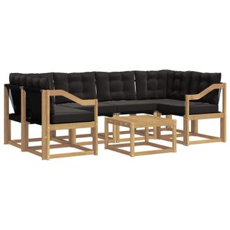 vidaXL Conjunto De Sof&aacute;s De Exterior Con Coj&iacute;n 7 Pcs Blanco Y Negro Vidaxl