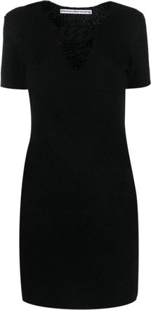 Alexander Wang rope-detail knitted minidress - women - Polyamide/Wool/Alpaca Wool/Spandex/Elastane - M - Black