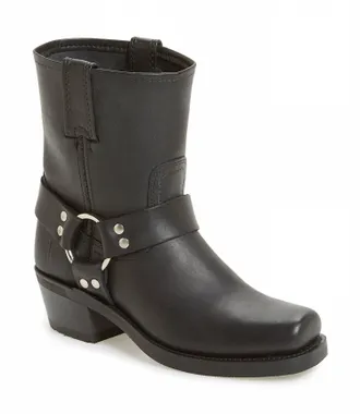Frye Womens Harness Mid Moto Boots In Black
