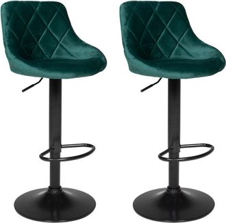 Happy Garden Happy Garden - Juego de 2 taburetes de bar de terciopelo verde robin