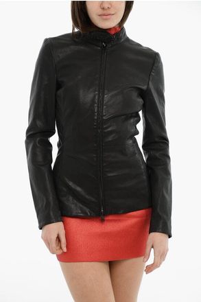 Diesel Leather Jacket L-SORY-N1 With Zips On Sleeves size 36