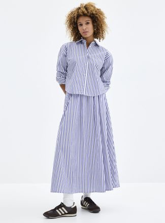 Contemporaine Womens Striped lightweight poplin maxi skirt