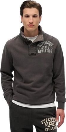Superdry Vintage Athletic Longsleeve Katoenen T-shirt Zwart Gewassen Effect - Heren - Sweatshirts - Zwart - XL - Katoen - Hoodies & sweatvesten