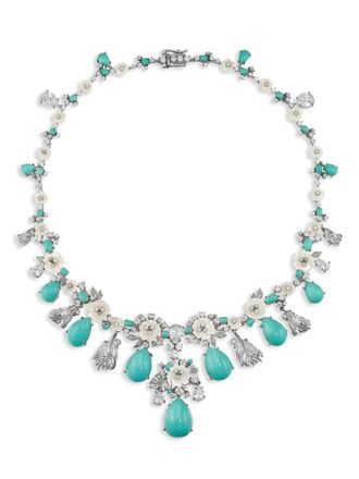 Anabela Chan Turquoise Paradise Necklace - women - 18kt Yellow Gold Vermeil/Lab-Grown Simulated Turquoise/Lab-Grown Simulated White Diamond/Mothe