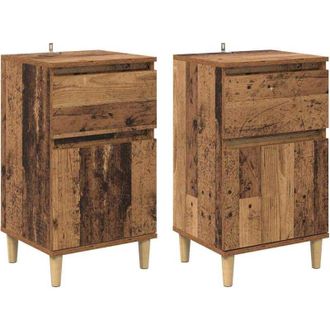 vidaXL Bedside Cabinet 2 pcs Old Wood 40 x 35 x 70 cm Engineered Wood vidaXL