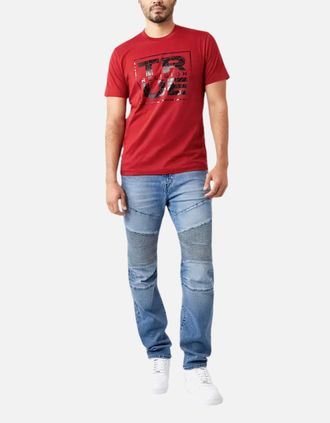 True Religion Mens True Religion 107812 Mens T Shirts Short Sleeve Buddha Soft Summer Crew Neck Tee - Red - Size: 44