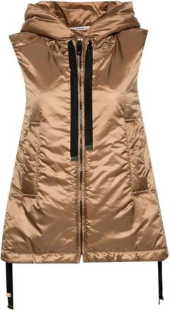 Max Mara Gewatteerd vest met trekkoordcapuchon - Dames - Bodywarmers - Bruin - XS - Jassen